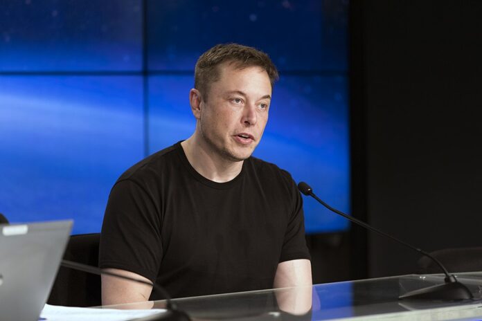 Tesla CEO Elon Musk at a press conference