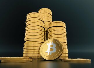 Die Crypto Bitcoin als Münzen