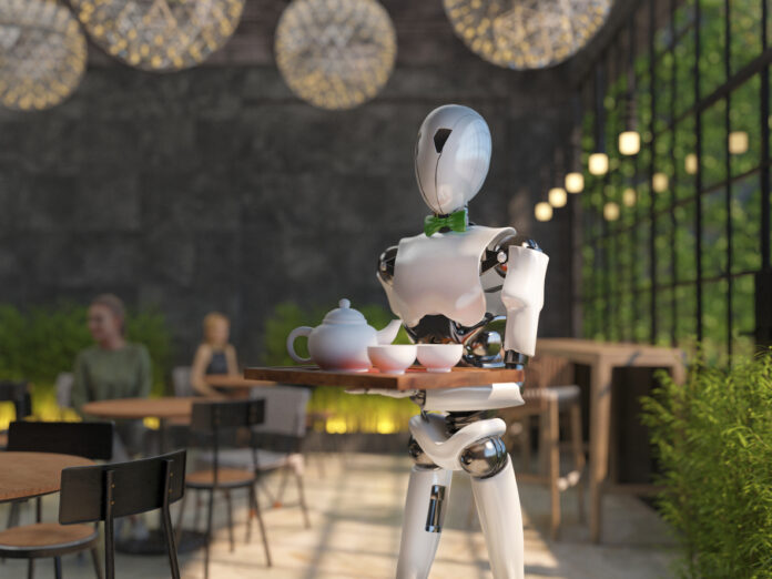 Roboter als Kellner im Restaurant.