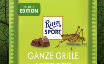 Ritter Sport mit Insekten Schokolade.
