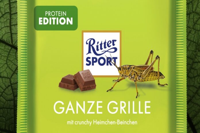 Ritter Sport mit Insekten Schokolade.