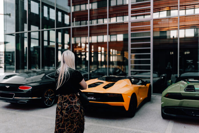 Female looking at cars
