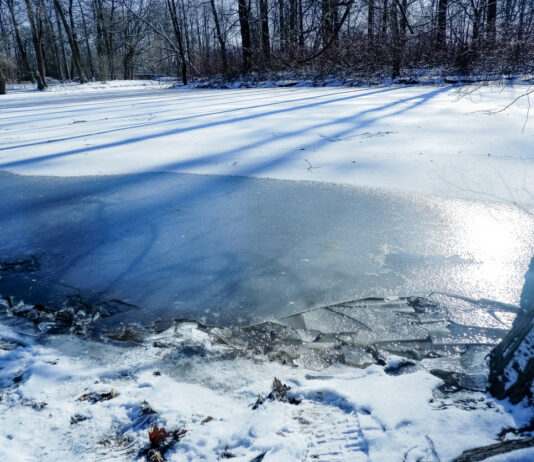 Ein zugefrorener See im Winter.
