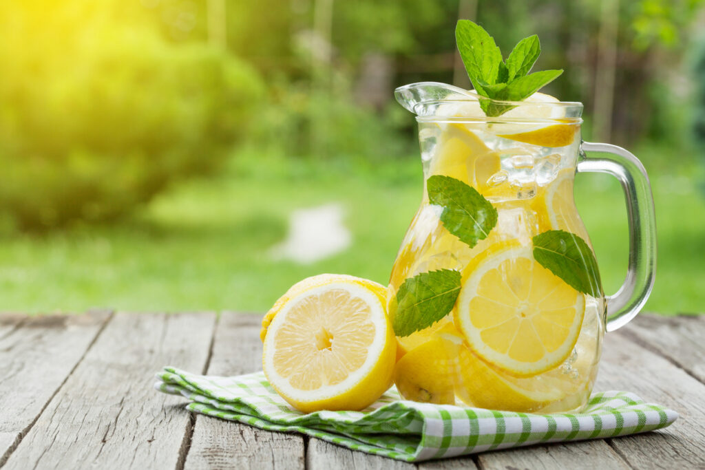 Zitrone darf in einem leckeren und gesunden Sommerdrink nicht fehlen. Minze und Eis runden das Ganze ab und sorgen für herrliche Erfrischung. 