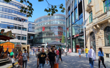 Eine Einkaufsstraße in Düsseldorf